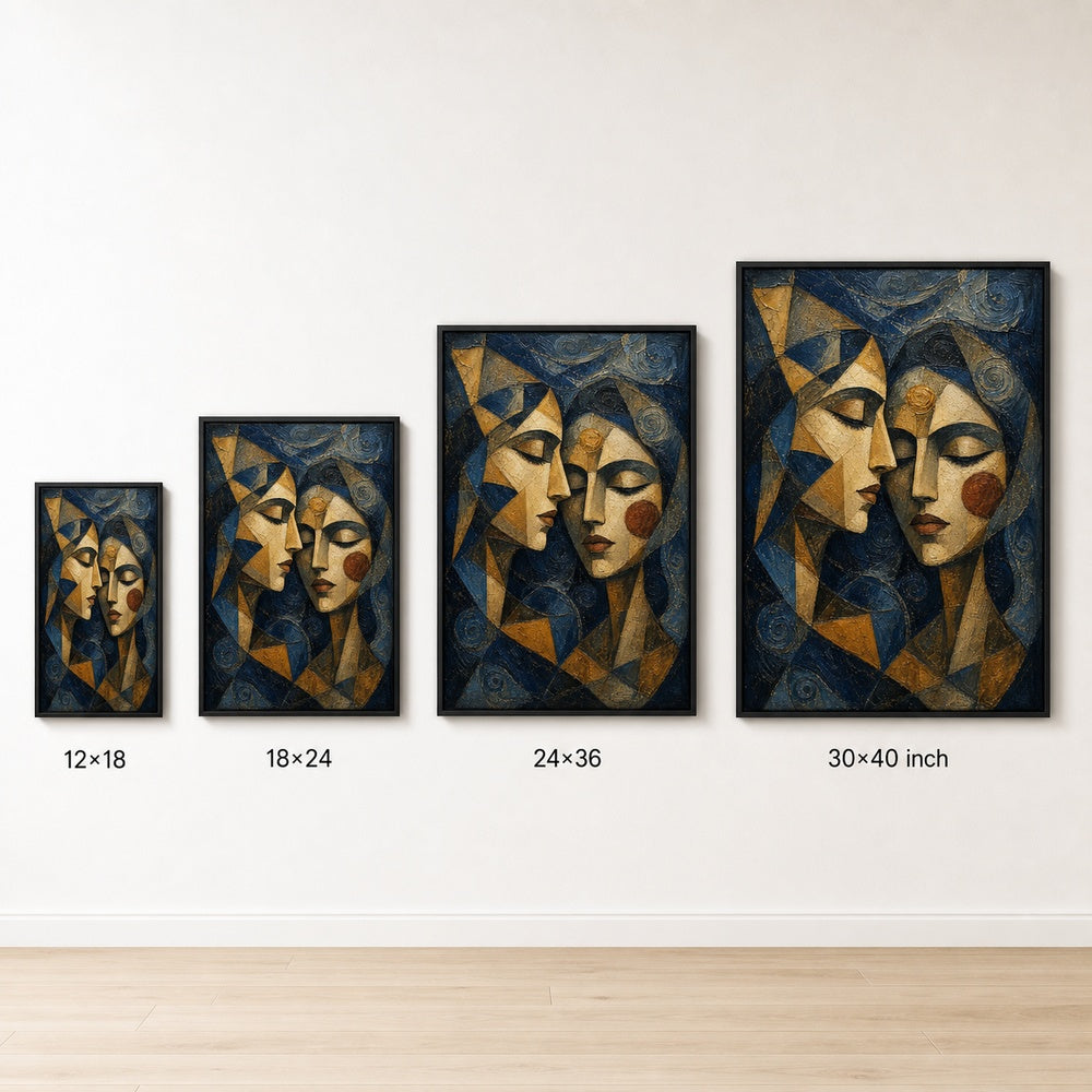 Intimate Cubist Women Faces Wall Art - 06