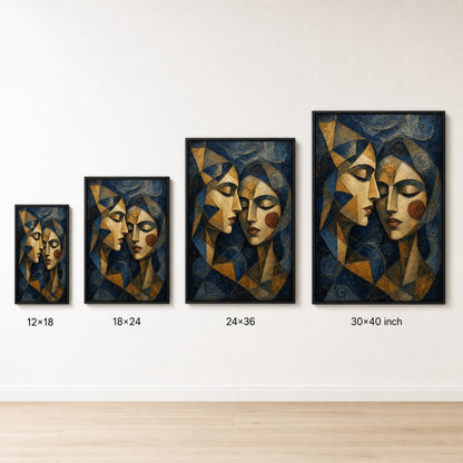 Intimate Cubist Women Faces Wall Art - 06