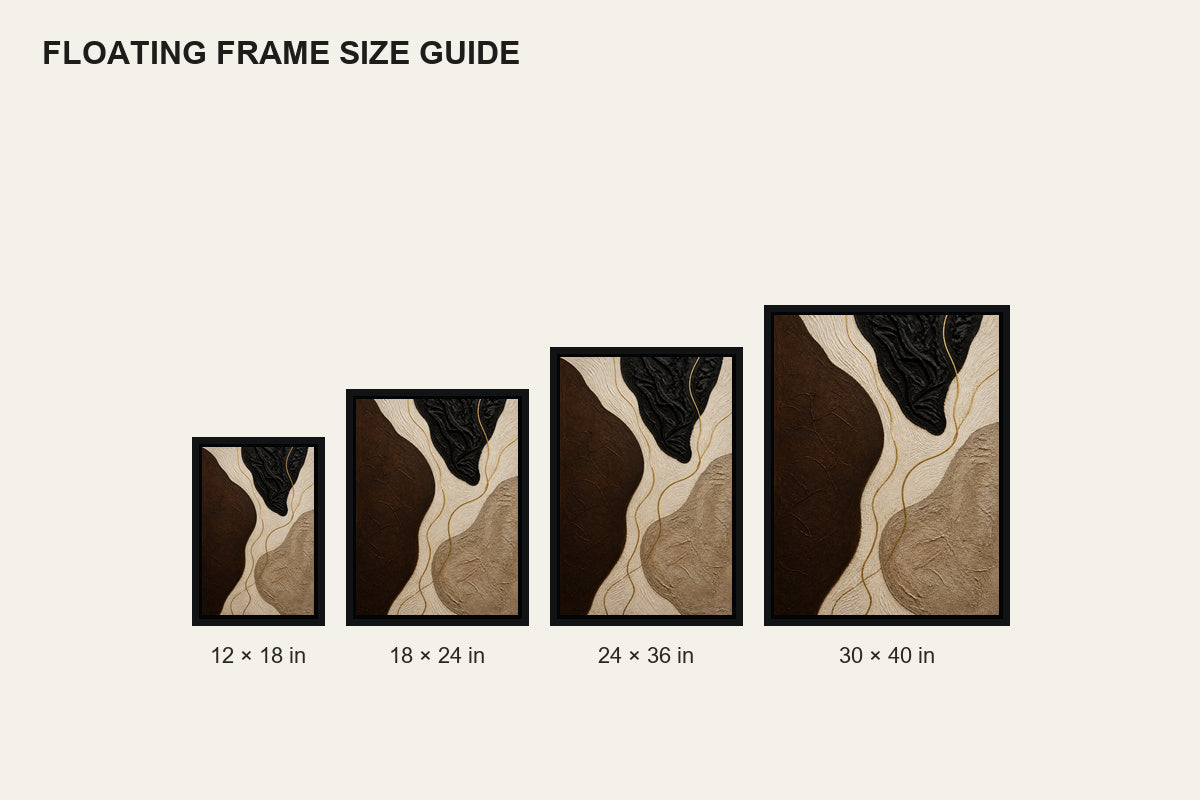 Neutral Organic Forms Abstract Floating Frame Wall Art - 06_size_comparison