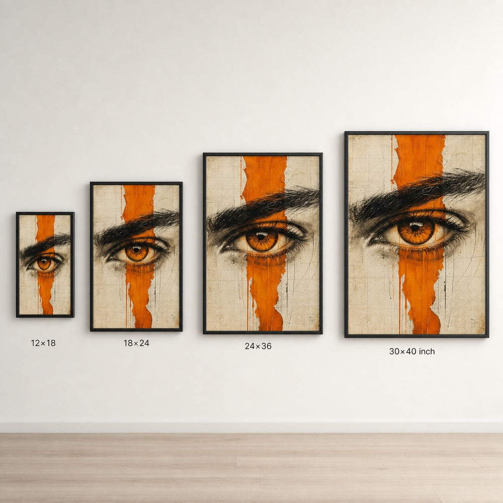Amber Eye Orange Mixed Media Wall Art floating frame wall art - 06