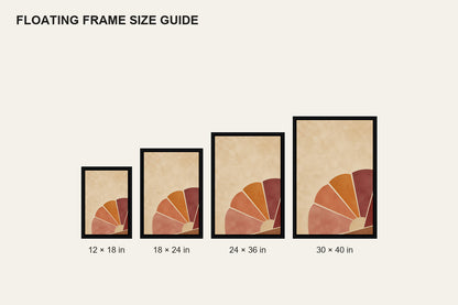 Burgundy Amber Neo Deco Abstract Floating Frame Wall Art - 06_size_comparison
