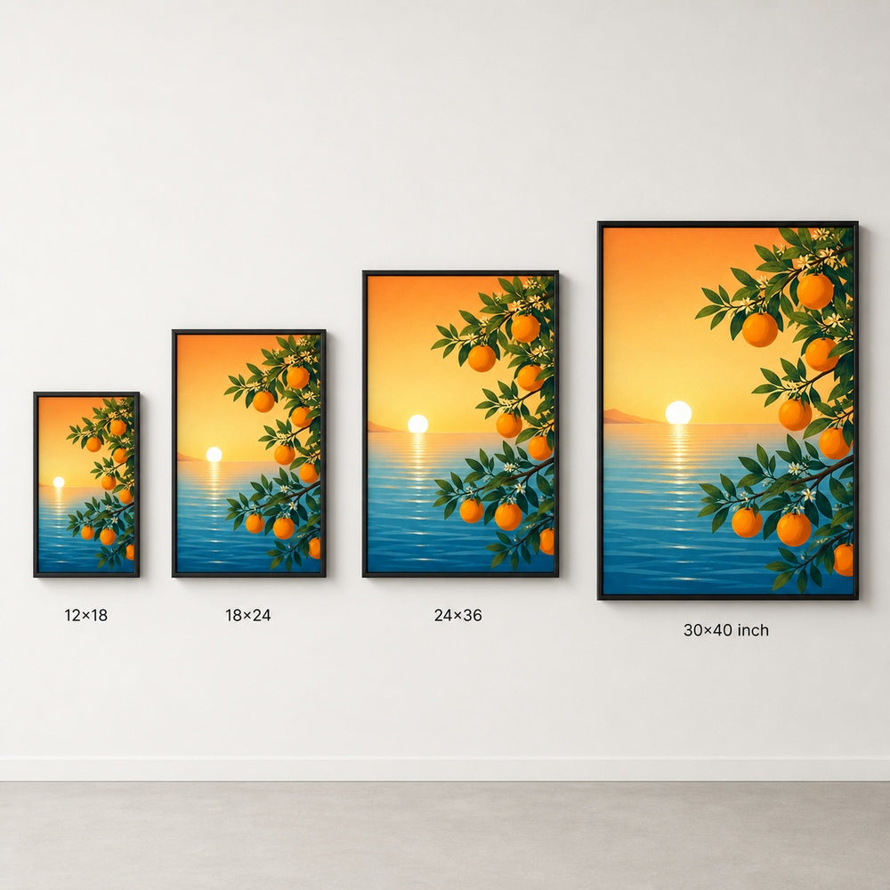 Citrus Branch Sunset Sea Wall Art floating frame wall art - 06