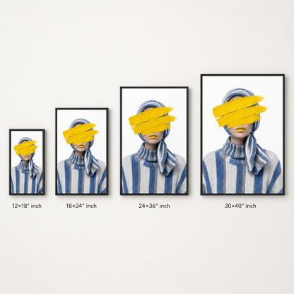 Yellow Paint Striped Knit Fashion Wall Art floating frame wall art - 06