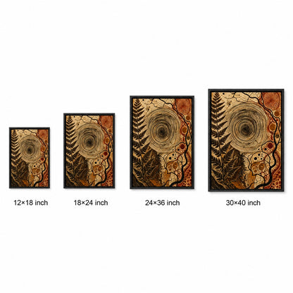 Organic Concentric Vortex Abstract Floater Frame Canvas Wall Art — size comparison in a floater frame