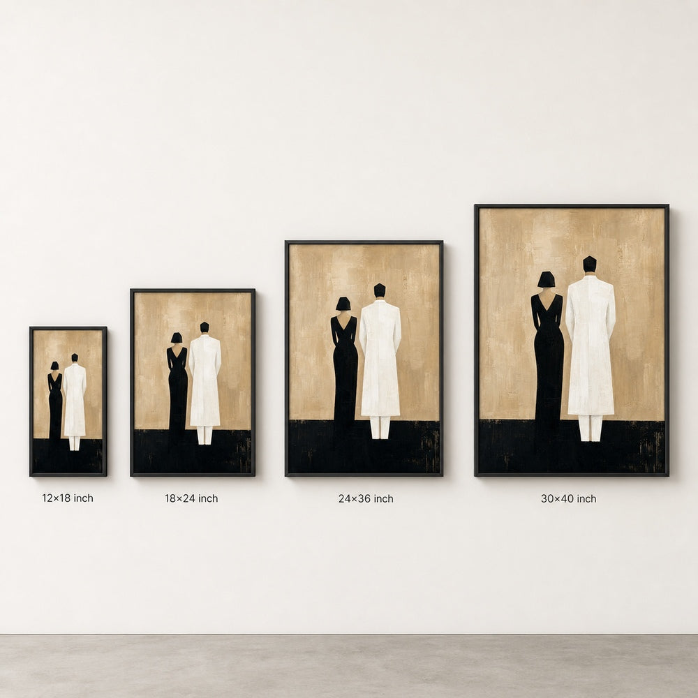 Black White Couple Silhouettes Minimal Wall Art floating frame wall art - 06