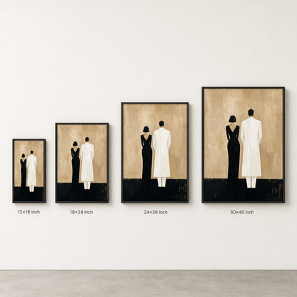Black White Couple Silhouettes Minimal Wall Art floating frame wall art - 06