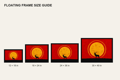 Stag and Golden Moon Floating Frame Wall Art - 06_size_comparison