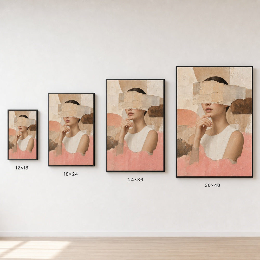 Obscured Eyes Collage Woman Portrait Wall Art floating frame wall art - 06