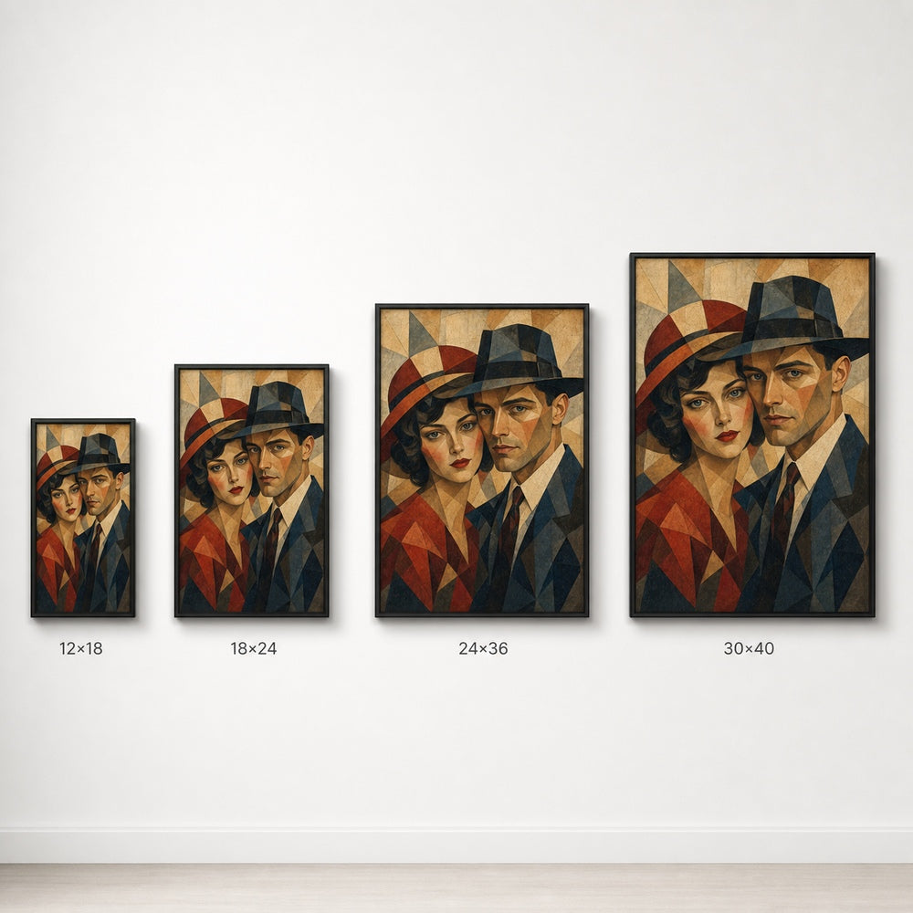 Vintage Couple Mosaic Portrait Wall Art floating frame wall art - 06