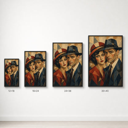 Vintage Couple Mosaic Portrait Wall Art floating frame wall art - 06