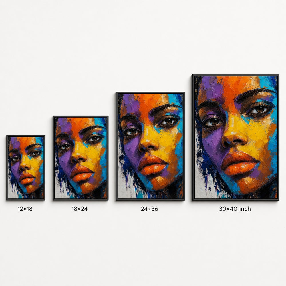 Impasto Female Face Pop Color Wall Art floating frame wall art - 06