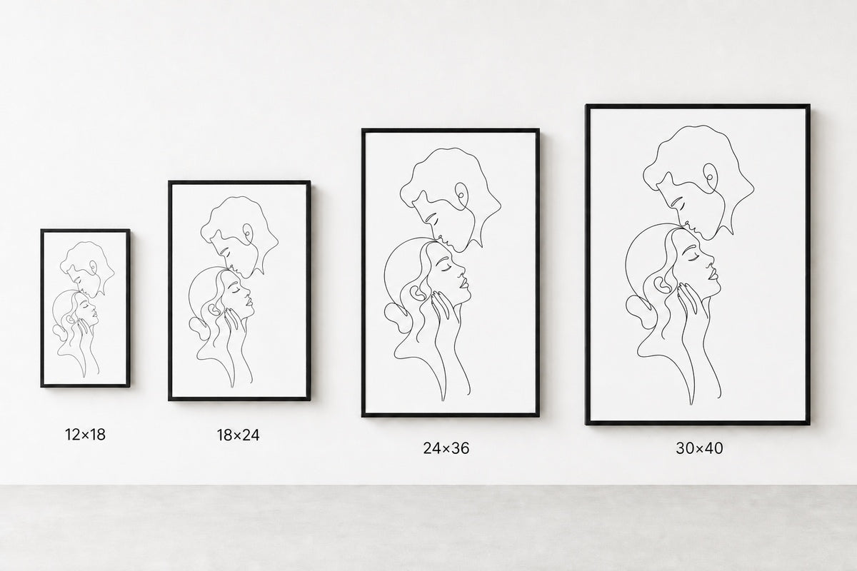 Minimalist Couple Line Art Wall Art floating frame wall art - 06