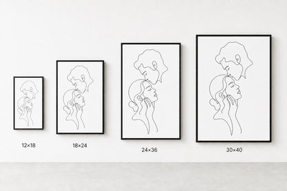 Minimalist Couple Line Art Wall Art floating frame wall art - 06