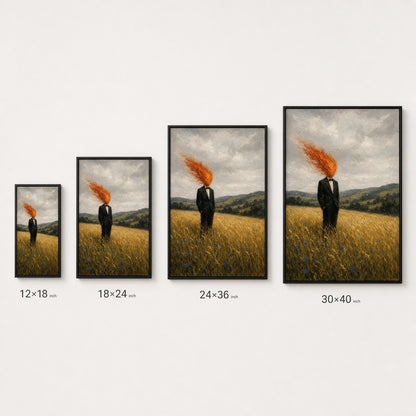 Flame Head Suit Wheat Field Wall Art floating frame wall art - 06