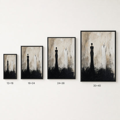 Two Faceless Figures Black White Distance Wall Art floating frame wall art - 06