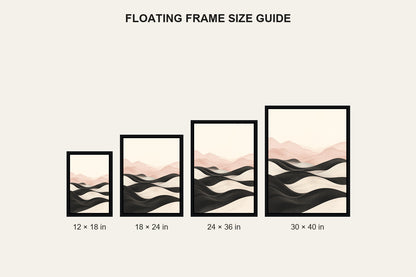 Linear Dunes Minimalist Floating Frame Wall Art - 06_size_comparison