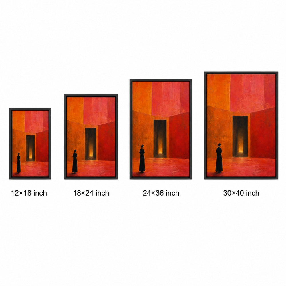 Woman Before Geometric Doorway Wall Art - 06_size_comparison