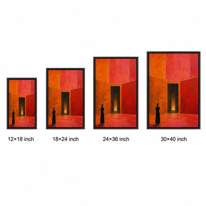 Woman Before Geometric Doorway Wall Art - 06_size_comparison