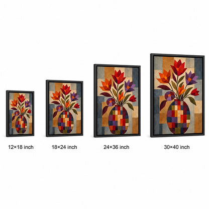 Geometric Mosaic Flower Vase Wall Art - 06_size_comparison