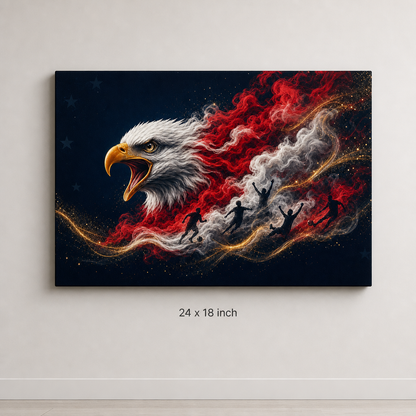 USA Eagle Smoke Soccer Canvas Wall Art - 24 x 18 inch