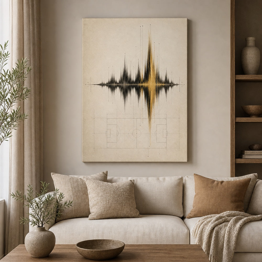 Ivory Archive Soundwave Soccer Canvas Wall Art 24×36 inch wrapped canvas wall mockup