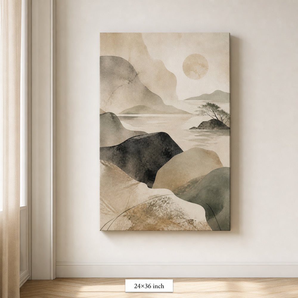 Japandi Abstract Stone Landscape Canvas Wall Art - 06_sku_24x36_wall