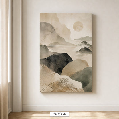 Japandi Abstract Stone Landscape Canvas Wall Art - 06_sku_24x36_wall