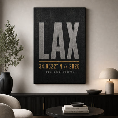 LAX Airport Code Coordinates Canvas Wall Art canvas wall art
