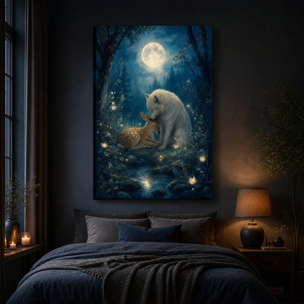 Moonlit Forest Glowing Plants Healing Canvas Wall Art 04 24×36 inch wrapped canvas wall mockup