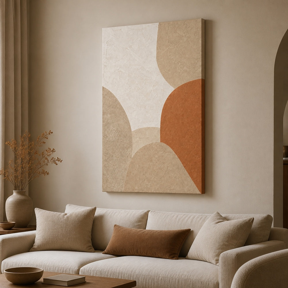Japandi Plaster Abstract Healing Canvas Wall Art 01 24×36 inch wrapped canvas wall mockup