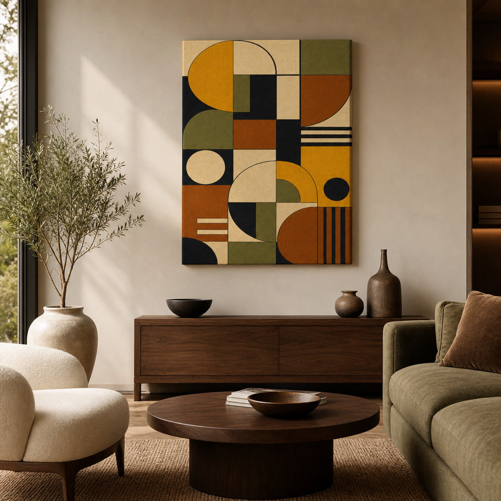 Mid-Century Bauhaus Modernist Modules Canvas Wall Art 04 - SKU wall mockup 24×36 inch