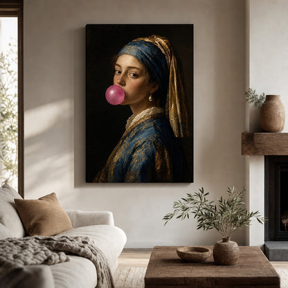 Classical Girl Bubblegum Canvas Wall Art canvas wall art