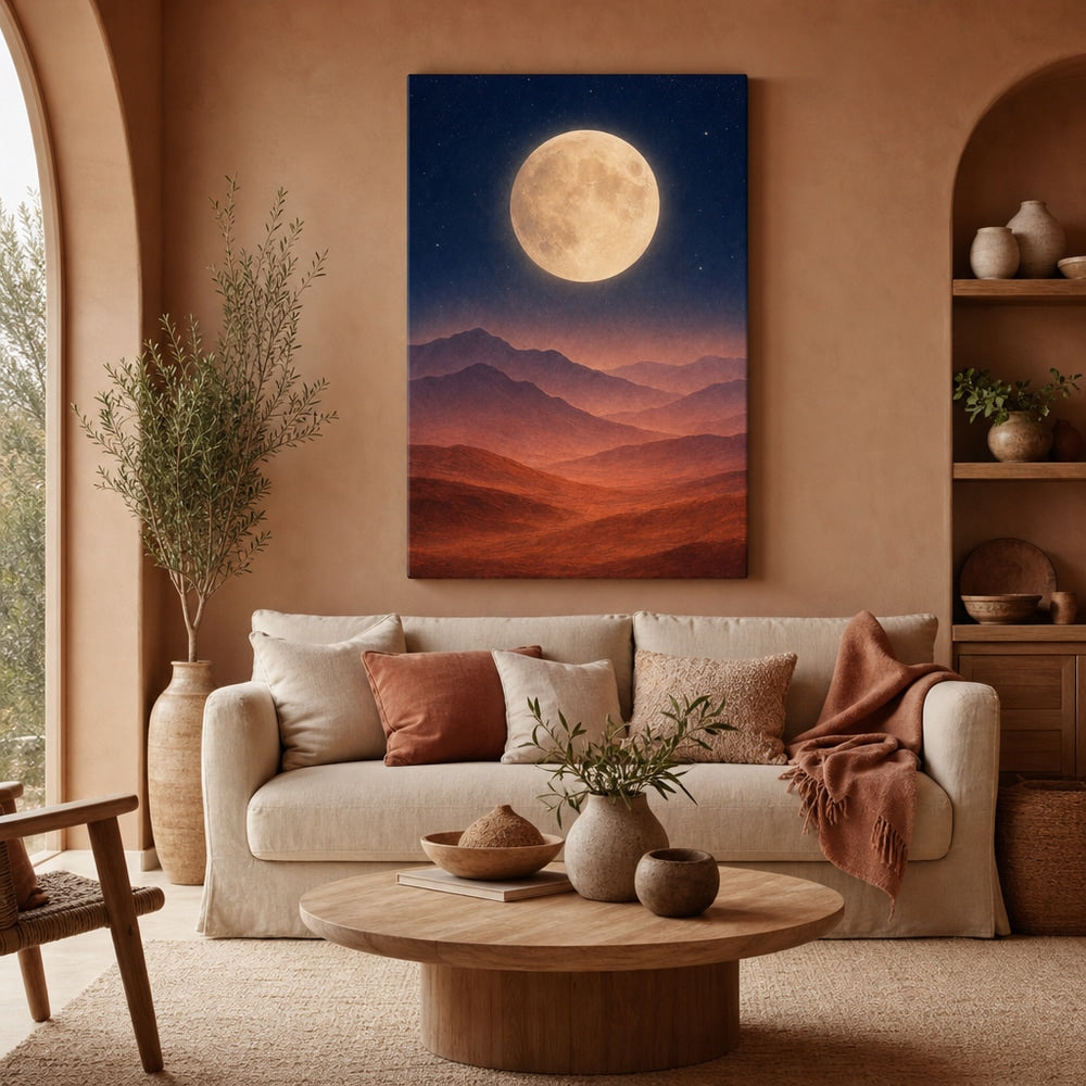 Abstract Moon Mountains Healing Canvas Wall Art 05 24×36 inch wrapped canvas wall mockup