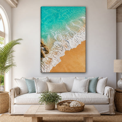 Coastal Aerial Waves Healing Canvas Wall Art 02 24×36 inch wrapped canvas wall mockup