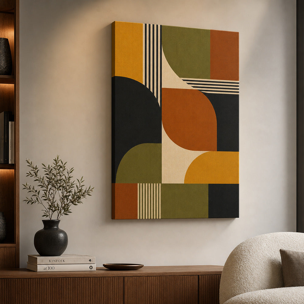Mid-Century Bauhaus Color Field Canvas Wall Art 03 - SKU wall mockup 24×36 inch
