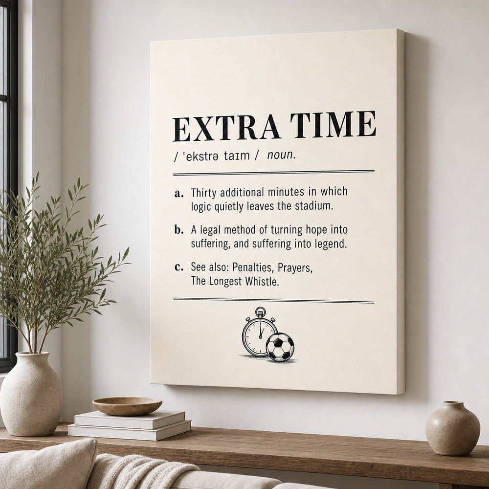 EXTRA TIME Definition Football Culture Canvas Wall Art 05 24×36 inch wrapped canvas wall mockup