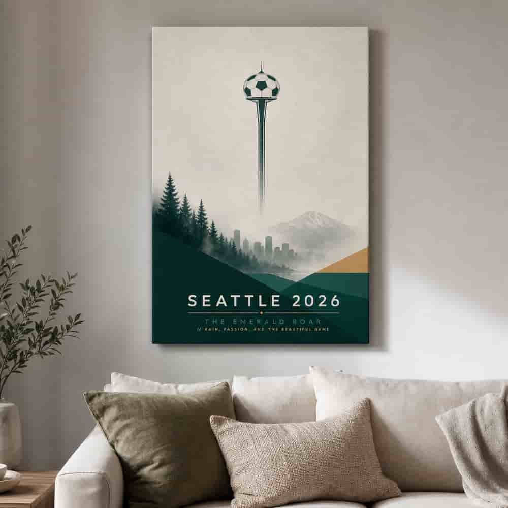 Seattle 2026 Emerald Roar Soccer Canvas Wall Art 04 24×36 inch wrapped canvas wall mockup