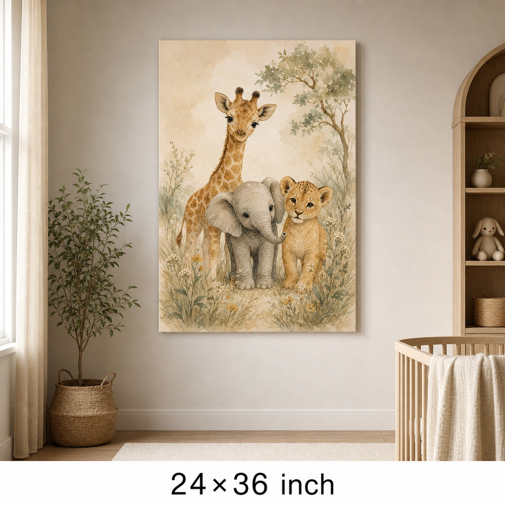 Gentle Safari Animals Nursery Canvas Wall Art - 06_sku_24x36_wall