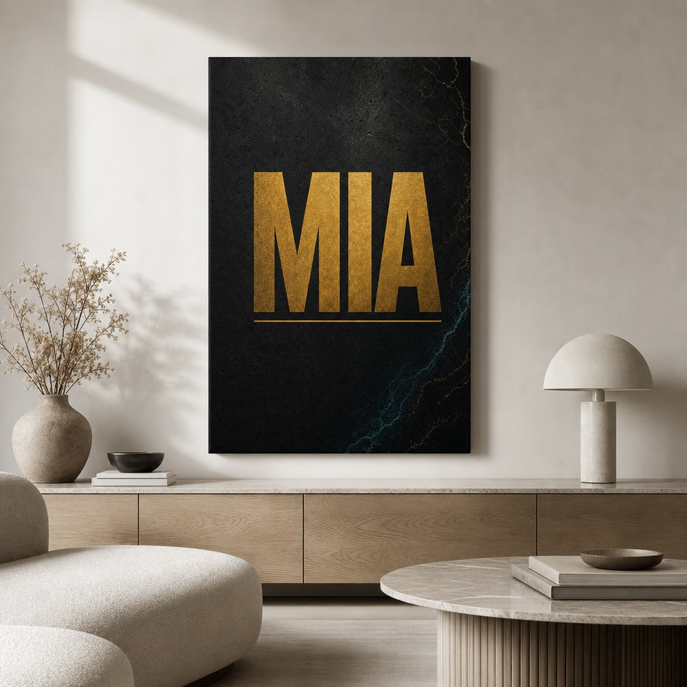 MIA Airport Code Coordinates Canvas Wall Art 03 24×36 inch wrapped canvas wall mockup