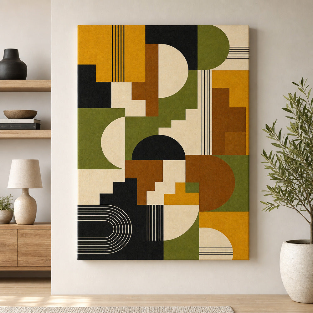 Mid-Century Bauhaus Stepped Geometry Canvas Wall Art 05 - SKU wall mockup 24×36 inch