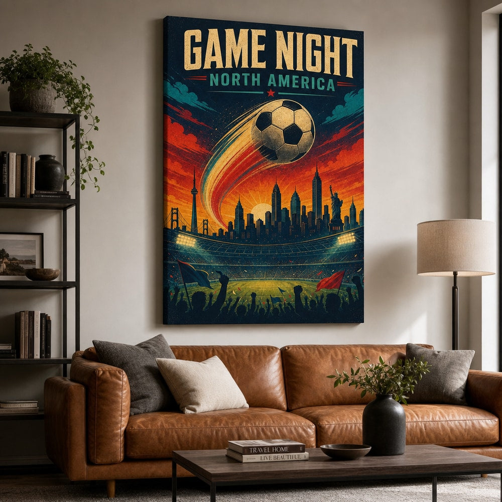 Game Night Vintage City Soccer Canvas Wall Art 01 24×36 inch wrapped canvas wall mockup