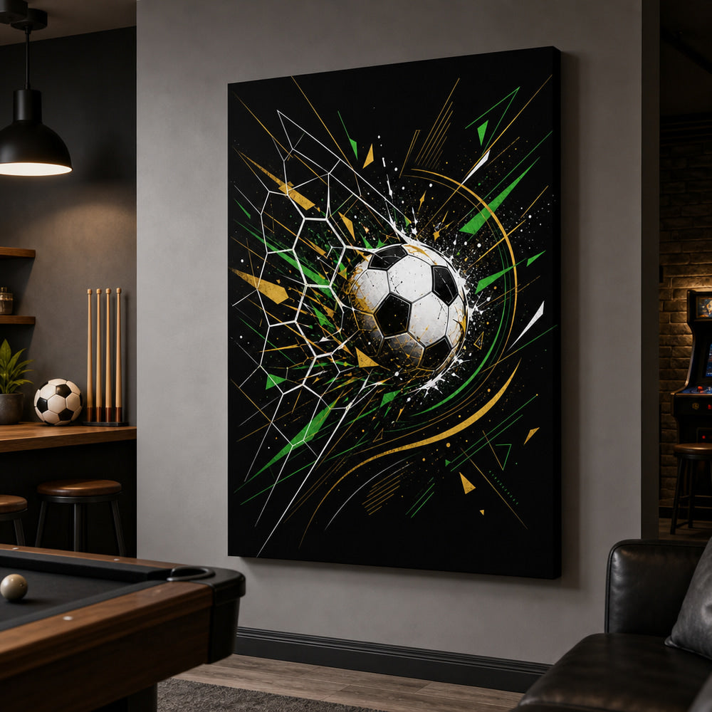 Geometric Net Breakthrough Soccer Canvas Wall Art 05 24×36 inch wrapped canvas wall mockup