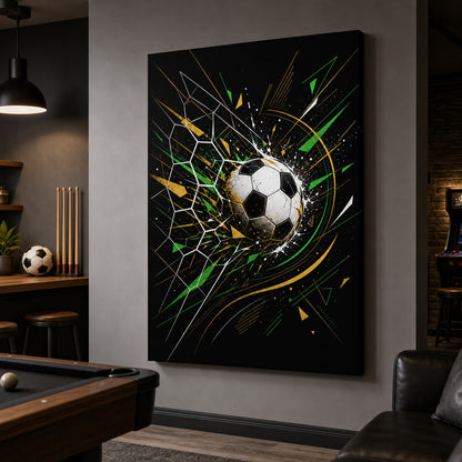 Geometric Net Breakthrough Soccer Canvas Wall Art 05 24×36 inch wrapped canvas wall mockup