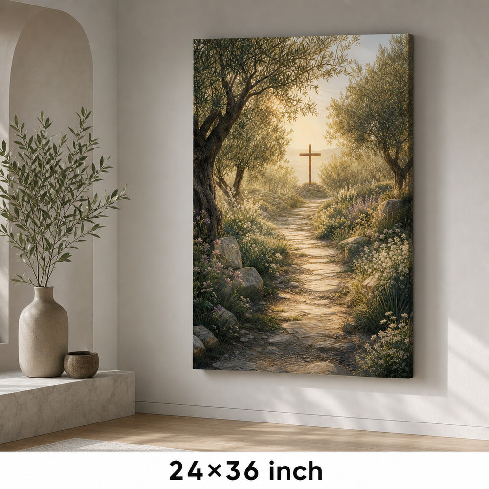 Soft Morning Cross Garden Canvas Wall Art - 06_sku_24x36_wall