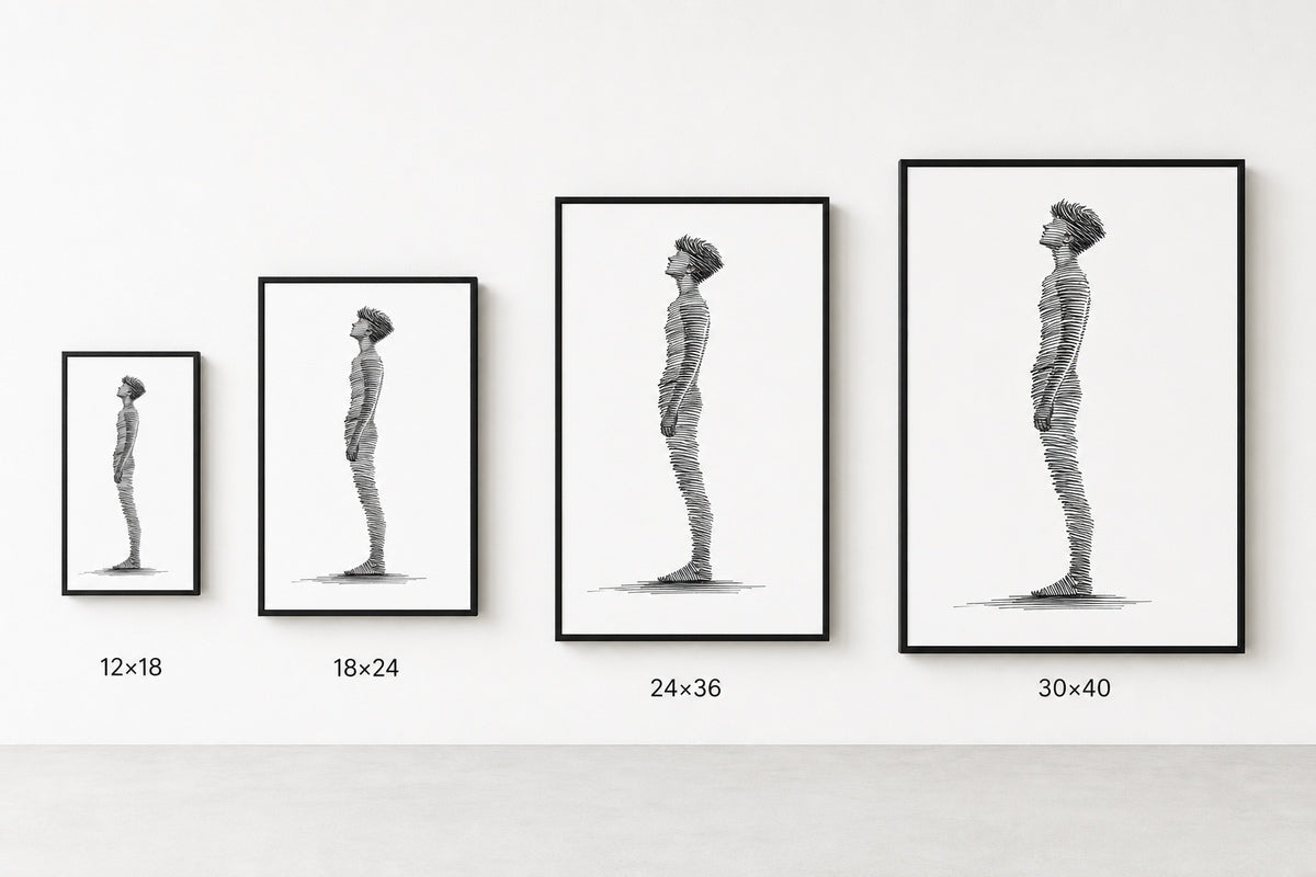 Minimalist line art profile figure floating frame wall art - 06