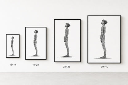 Minimalist line art profile figure floating frame wall art - 06