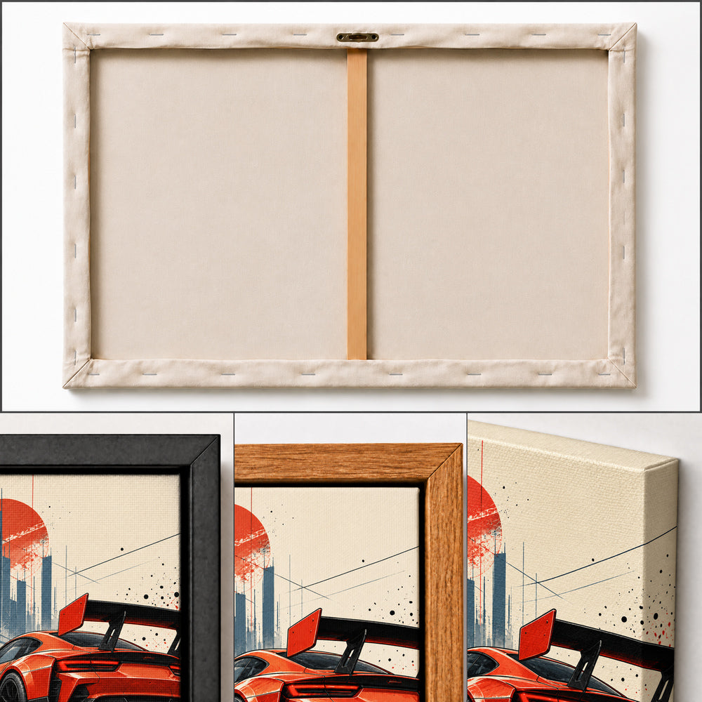 original red-orange track car comic artwork comic-style artwork detail