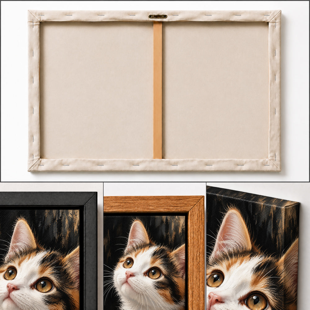 calico kitten oil-painting-style portrait oil-painting-style artwork detail