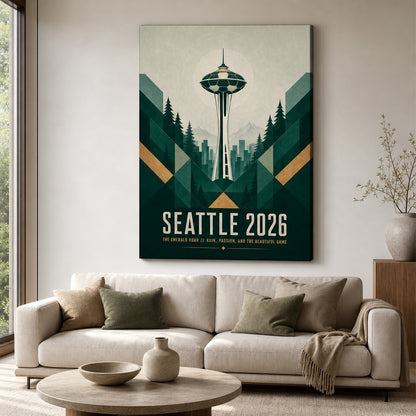 Seattle 2026 Emerald Roar Soccer Canvas Wall Art 01 30×40 inch wrapped canvas wall mockup