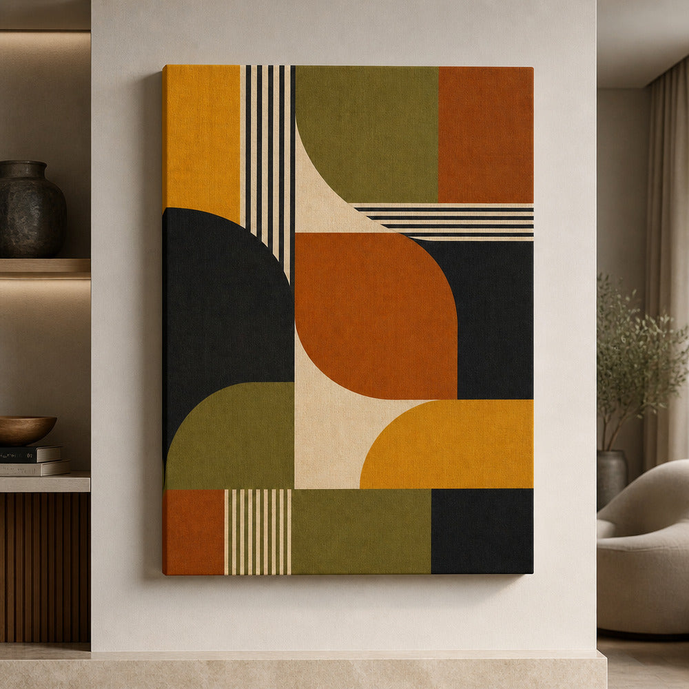 Mid-Century Bauhaus Color Field Canvas Wall Art 03 - SKU wall mockup 30×40 inch